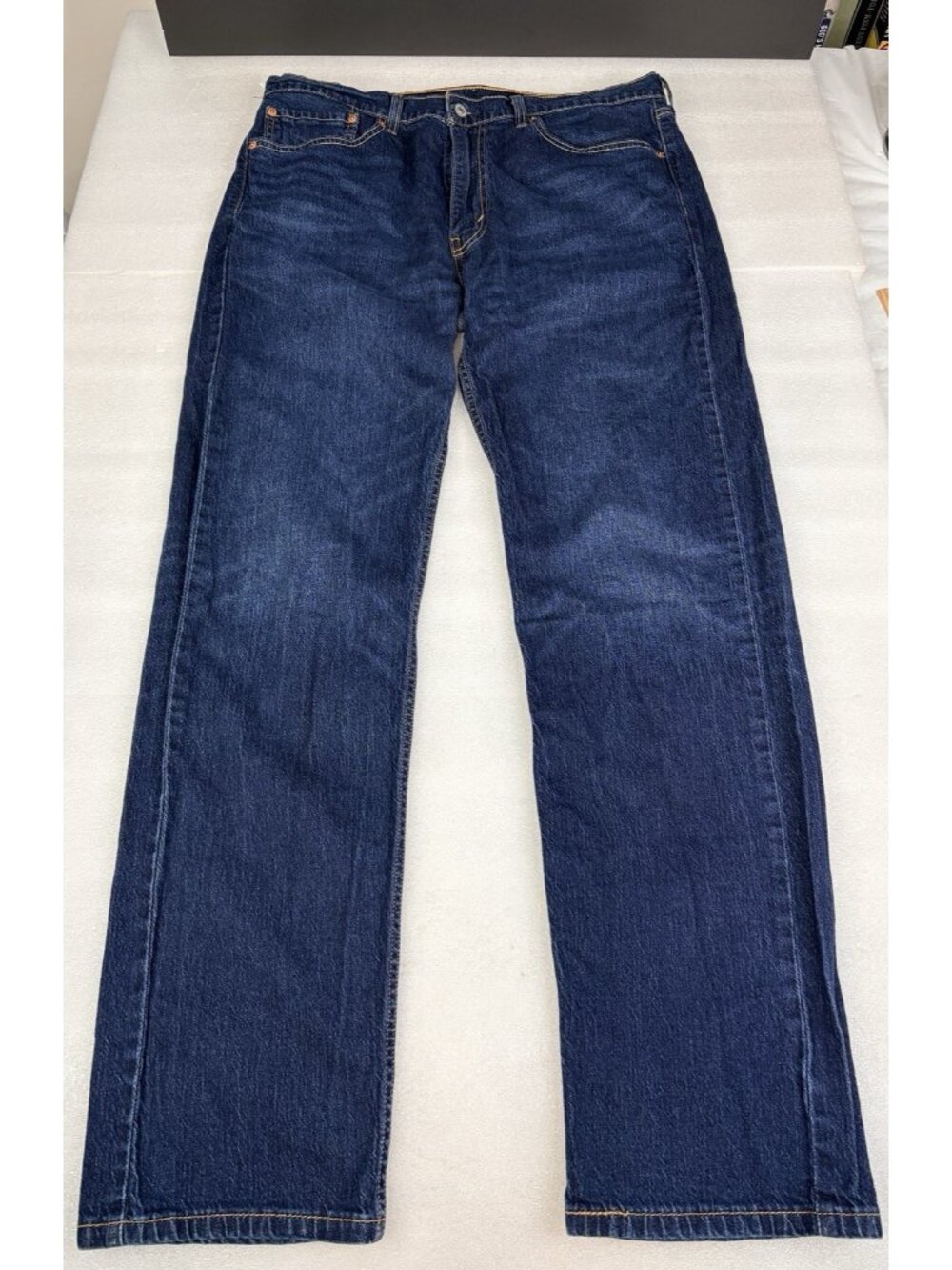Levis 505 Regular Men’s Dark Wash Jeans 36x34 Stretch Zip Fly 5-Pocket Straight
